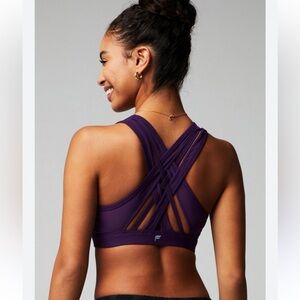 Fabletics Faye High Impact Sports Bra Luxe Plum Purple Size M Strappy Crossback